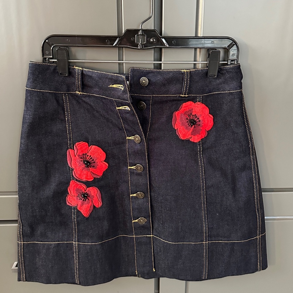 Kate Spade denim mini skirt- beautiful floral design